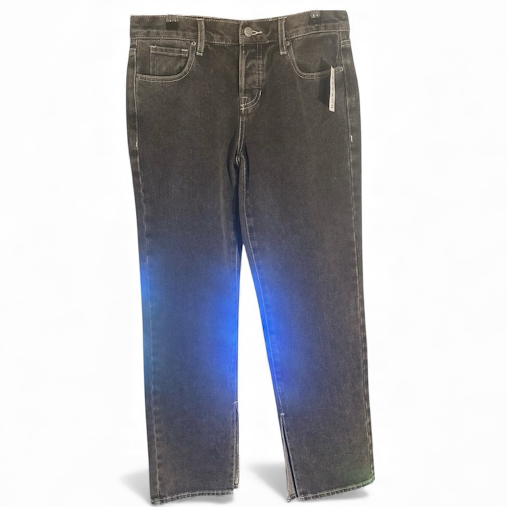NWT PACSUN Women’s Black Low Rise Straight Leg Jeans Size 26 Button Fly Slit Leg